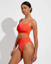 Top Shelf (32D, Size S) + Hi Hi Bottom - Sweet Chili Heat / Flare / Aperol (Size S)