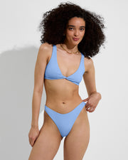 Twisted Plunge Top + Dip Bottom - Blue Skies (Size S)