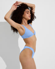 Twisted Plunge Top + Dip Bottom - Blue Skies (Size S)