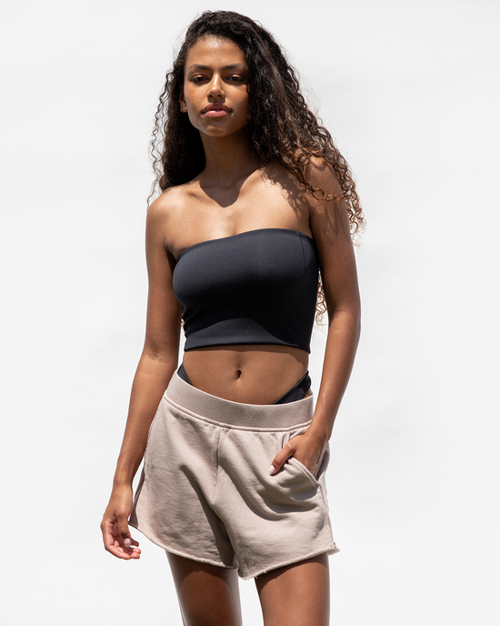 Tubular Crop Top - Jet + Sports & Rec Short - Beach (Size S)