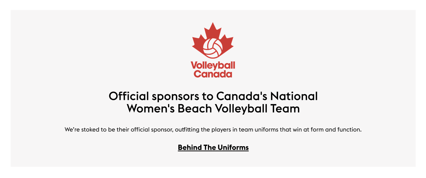 Official sponsors to Canada's National Women's Beach Volleyball Team