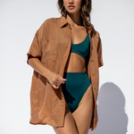 Sunday Top + Hi Hi Bottom - Deep End + Wear To Button Down - Tan Lines (Size S)