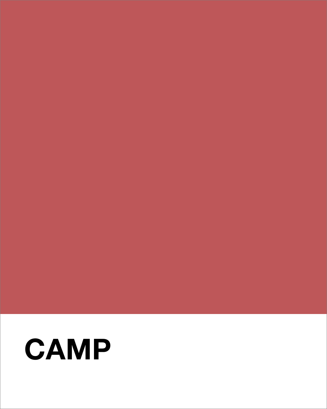 Solid pink color swatch with 'CAMP' text on a white background