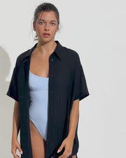 Day Trip Button Down Sheer Stripe - Jet