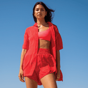 Pool Days Top - Rescue + Day Trip Button Down + Day Trip Short - Sweet Chili Heat (Size S)
