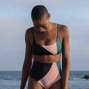 Pool Days Top *Party Waves + Hi Tide Bottom *Party Waves - Jet / Mauve It Mauve It / Deep End (Size S)